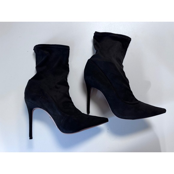 Schutz Misane Black Suede Pointed Toe Stiletto Sock Booties Size 9.5B - Picture 3 of 9